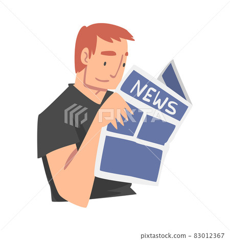 Man Character Gathering News Reading Newspaper Vector Illustration 83012367