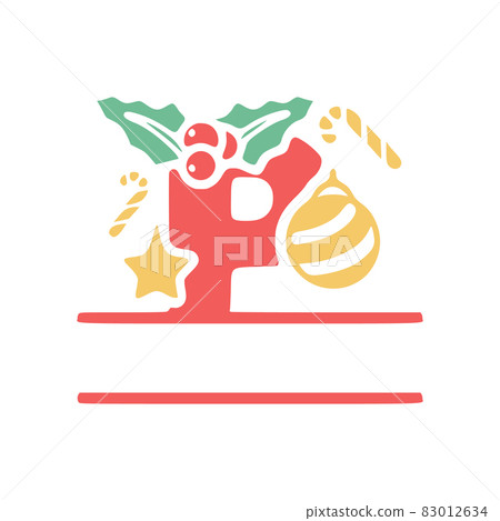 The letter P is decorated with mistletoe and Christmas elements, personalized monogram, vector logo, emblems or initial design. The letter P is decorated with mistletoe and Christmas elements, personalized monogram, vector logo, emblems or initial design. 83012634