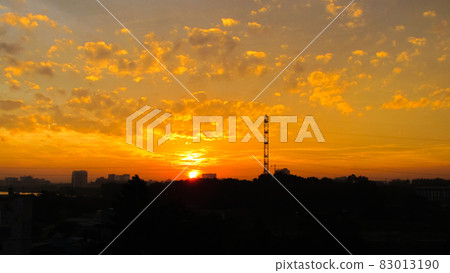 a beautiful view of sunset in the rural area a beautiful view of sunset in the rural area 83013190