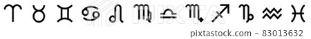 Zodiac symbols. Set od twelve astrological signs. Simple flat vector icons. 83013632