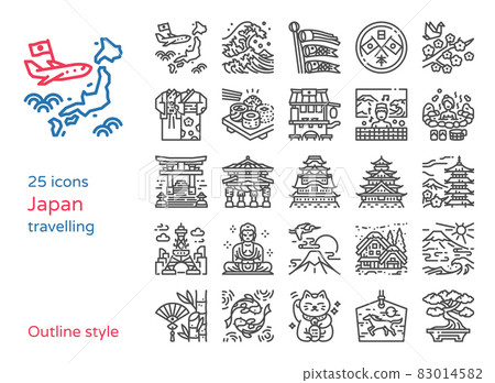 Japan travel icon vector illustration set 83014582