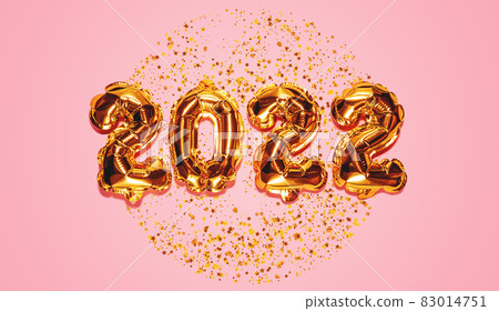 Happy New year 2022 celebration. Bright gold balloons figures, New Year Balloons with glitter stars on pink background. Christmas and new year celebration. Gold foil balloons 2022 gift card Happy New year 2022 celebration. Bright gold balloons figures, New Year Balloons with glitter stars on pink background. Christmas and new year celebration. Gold foil balloons 2022 gift card 83014751