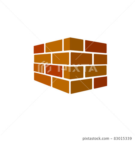 Set of red brick fence in isometric view. Material for renovation of house 83015339