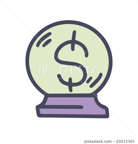 crystal ball with money color vector doodle simple icon 83015365