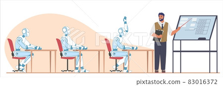 Machine learning algorithm, flat vector illustration. Artificial intelligence. Supervised learning. Machine learning algorithm, flat vector illustration. Artificial intelligence. Supervised learning. 83016372