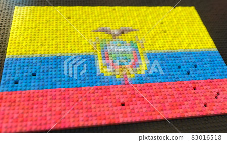 Toy bricks form flag of Ecuador, conceptual 3d rendering 83016518