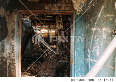 Abandoned Ruined Village House In Chernobyl Resettlement Zone. Belarus. Chornobyl Catastrophe Disasters. Dilapidated House In Belarusian Village. Whole Villages Must Be Disposed. Radioactivity Zone Abandoned Ruined Village House In Chernobyl Resettlement Zone. Belarus. Chornobyl Catastrophe Disasters. Dilapidated House In Belarusian Village. Whole Villages Must Be Disposed. Radioactivity Zone 83016931