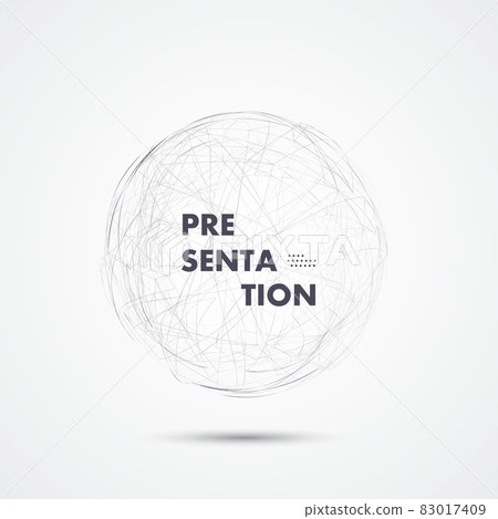 Abstract curl sphere with stripes. Vector ball with lines background. Circle chaotic texture design 83017409