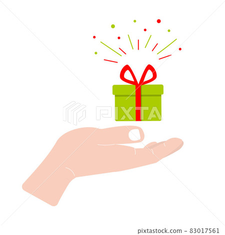 Hand holds gift box. Congratulation concept.  83017561