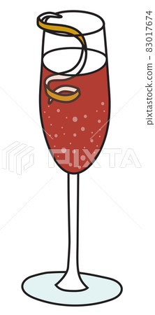 Negroni Sbagliato classic cocktail in flute glass. Sweet vermouth and Campari based sparkling red drink garnished with orange twist. Stylish doodle cartoon vector illustration for cards, menu decor. Negroni Sbagliato classic cocktail in flute glass. Sweet vermouth and Campari based sparkling red drink garnished with orange twist. Stylish doodle cartoon vector illustration for cards, menu decor. 83017674