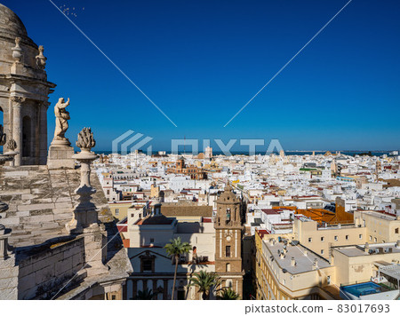 View of the old city rooftops from tower Tavira in Cadiz, Andalusia, Spain 83017693