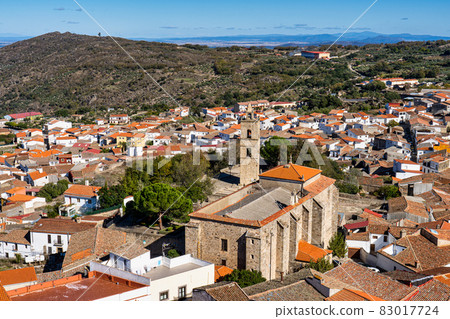 Montanchez with the church of St Matthew, San Mateo in Extremadura. Spain. Montanchez with the church of St Matthew, San Mateo in Extremadura. Spain. 83017724