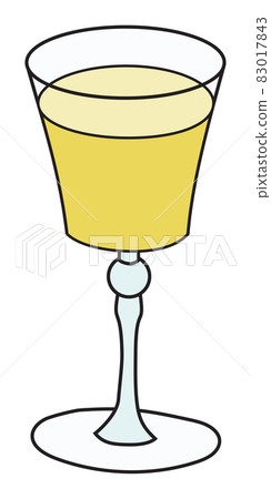 Yellow Bird classic New Era cocktail in cobbler glass. White Rum and Galliano yellow sweet vanilla drink. Stylish doodle cartoon vector illustration good for cards, menu decoration or posters 83017843