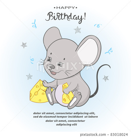 Cute cartoon little mouse with cheese Cute cartoon little mouse with cheese 83018024