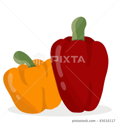 Red and yellow bell pepper isolated on white  83018117
