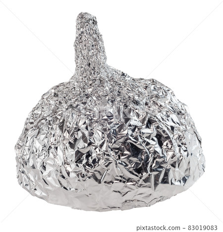 Aluminium foil hat isolated on white background, symbol for conspiracy theory and mind control protection. 83019083