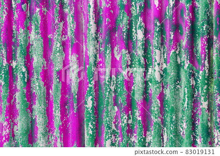 colorful motley green and pink peeled off paint layers on corrugated zinc coated steel sheet texture colorful motley green and pink peeled off paint layers on corrugated zinc coated steel sheet texture 83019131