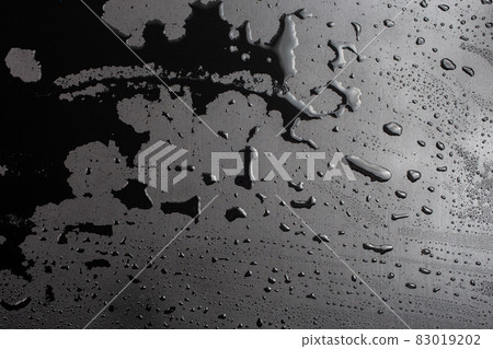 abstract background of wet black hydrophobic surface - close-up with selective focus 83019202