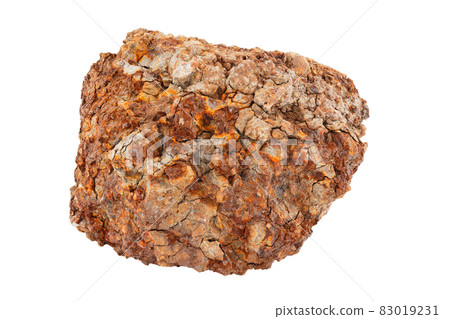 large piece of metallurgical ferrous iron stone ore isolated on whie background 83019231