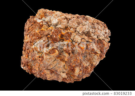 large piece of metallurgical ferrous iron stone ore isolated on black background 83019233