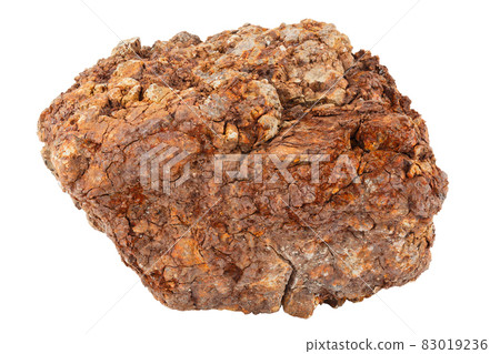 large piece of metallurgical ferrous iron stone ore isolated on whie background 83019236