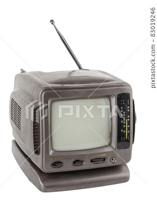 old 5.5 inch protable analog crt tv unit isolated on white old 5.5 inch protable analog crt tv unit isolated on white 83019246