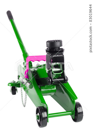 green hydraulic car jack isolated on white background 83019644