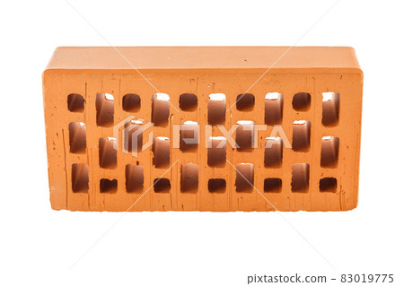 Perforated red brick isolated on white background Perforated red brick isolated on white background 83019775