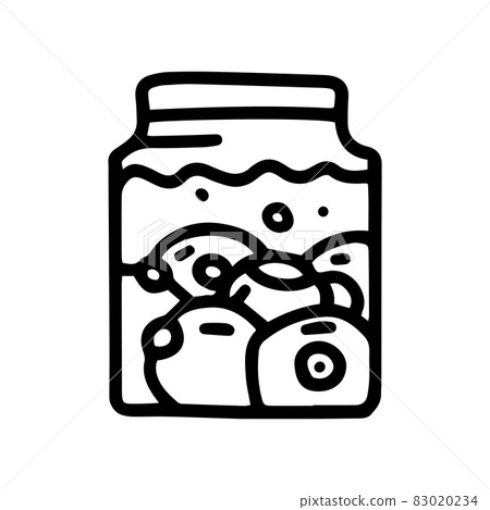 jar with eyeballs line vector doodle simple icon 83020234