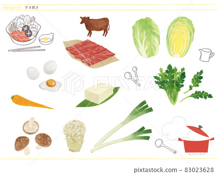 經典小菜-壽喜燒食材圖解 經典小菜-壽喜燒食材圖解 83023628