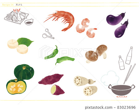 Classic Chelow-Illustration of Tempura Ingredients 83023696