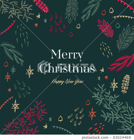 Merry Christmas and Happy New Year banner. Christmas poster, holiday banner, flyer, stylish brochure, greeting card. 83024469