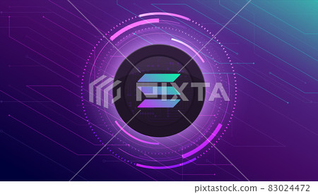 Solana coin banner. SOL coin cryptocurrency concept banner background. Solana coin banner. SOL coin cryptocurrency concept banner background. 83024472