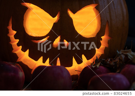 Decoration for Halloween party. jack-o-lantern on black background Decoration for Halloween party. jack-o-lantern on black background 83024655