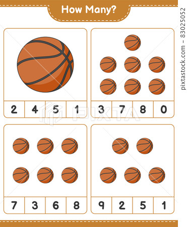 Counting game, how many Basketball. Educational children game, printable worksheet, vector illustration 83025052