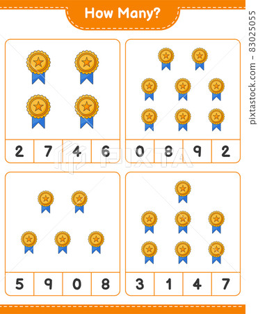 Counting game, how many Trophy. Educational children game, printable worksheet, vector illustration Counting game, how many Trophy. Educational children game, printable worksheet, vector illustration 83025055
