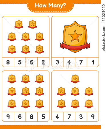 Counting game, how many Trophy. Educational children game, printable worksheet, vector illustration Counting game, how many Trophy. Educational children game, printable worksheet, vector illustration 83025060