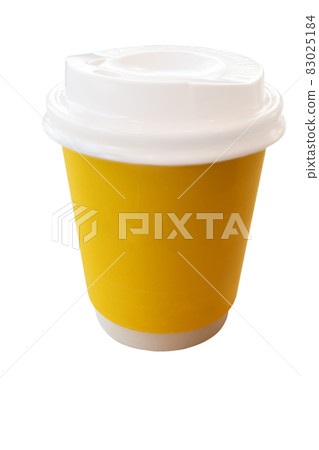 Yellow paper cup wish copies space for hot or warm beverage Yellow paper cup wish copies space for hot or warm beverage 83025184