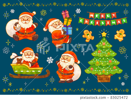 Warm hand-painted Christmas illustration set 83025472