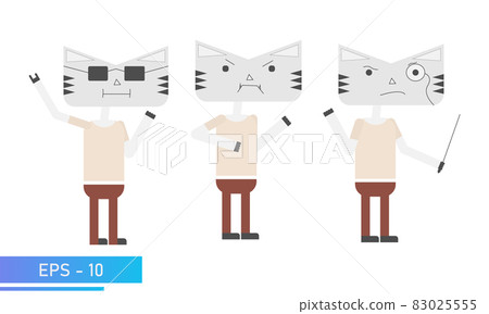 Cat or tiger simple colors. Emotional cool, angry and really smart. Symbol of 2022 year. Isolated on a white background. Flat vector illustration. Cat or tiger simple colors. Emotional cool, angry and really smart. Symbol of 2022 year. Isolated on a white background. Flat vector illustration. 83025555