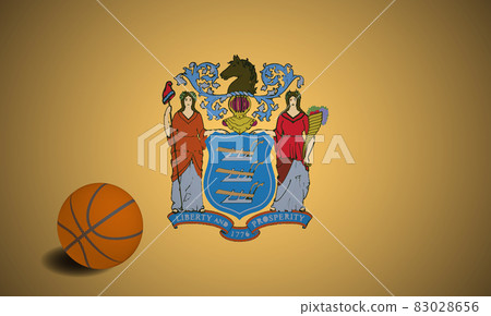 New Jersey US flag with basketball ball, vector 83028656