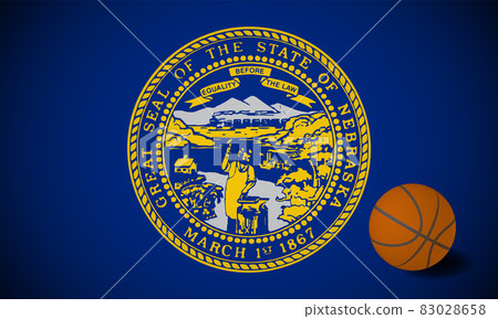 Nebraska US flag with basketball ball, vector 83028658