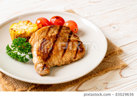 grilled and barbecue fillet pork steak with vegetable grilled and barbecue fillet pork steak with vegetable 83029636