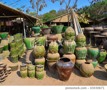 Traditional pottery shop in Bagan, Myanmar Traditional pottery shop in Bagan, Myanmar 83030671