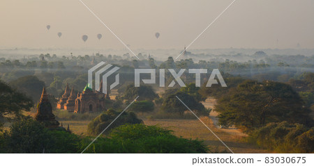 Beautiful sunrise scene in Bagan, Myanmar Beautiful sunrise scene in Bagan, Myanmar 83030675