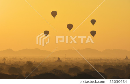 Beautiful sunrise scene in Bagan, Myanmar Beautiful sunrise scene in Bagan, Myanmar 83030684