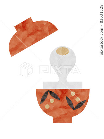 Illustration of rice cake in a red bowl 83031528