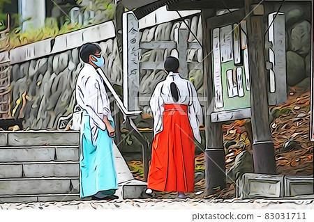 粉彩般的“聖吉和神社少女”插圖圖像 粉彩般的“聖吉和神社少女”插圖圖像 83031711