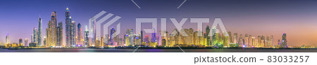 Dubai Marina bay view from Palm Jumeirah, UAE Dubai Marina bay view from Palm Jumeirah, UAE 83033257