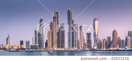Dubai Marina bay view from Palm Jumeirah, UAE Dubai Marina bay view from Palm Jumeirah, UAE 83033258